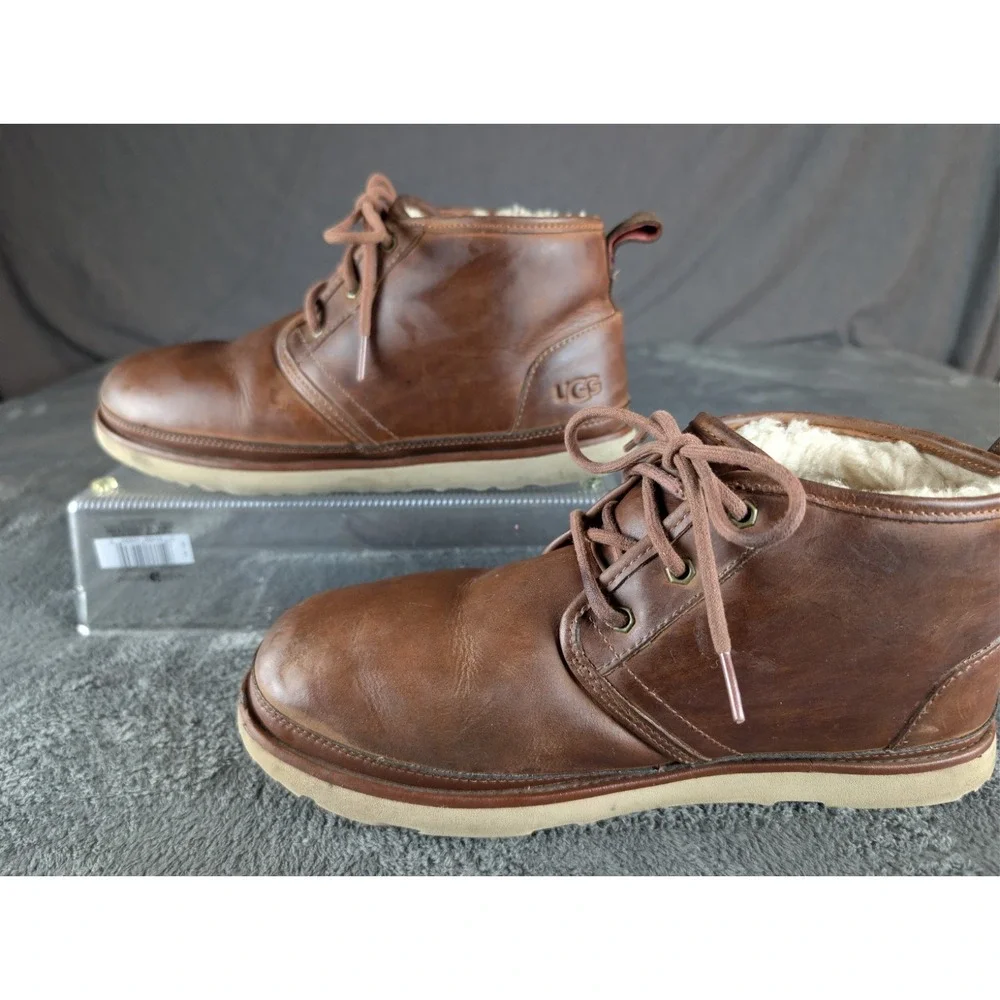 UGG Neumel Waterproof Brown Chukka Shearling Lined‎ Ankle Boots Men Size 12